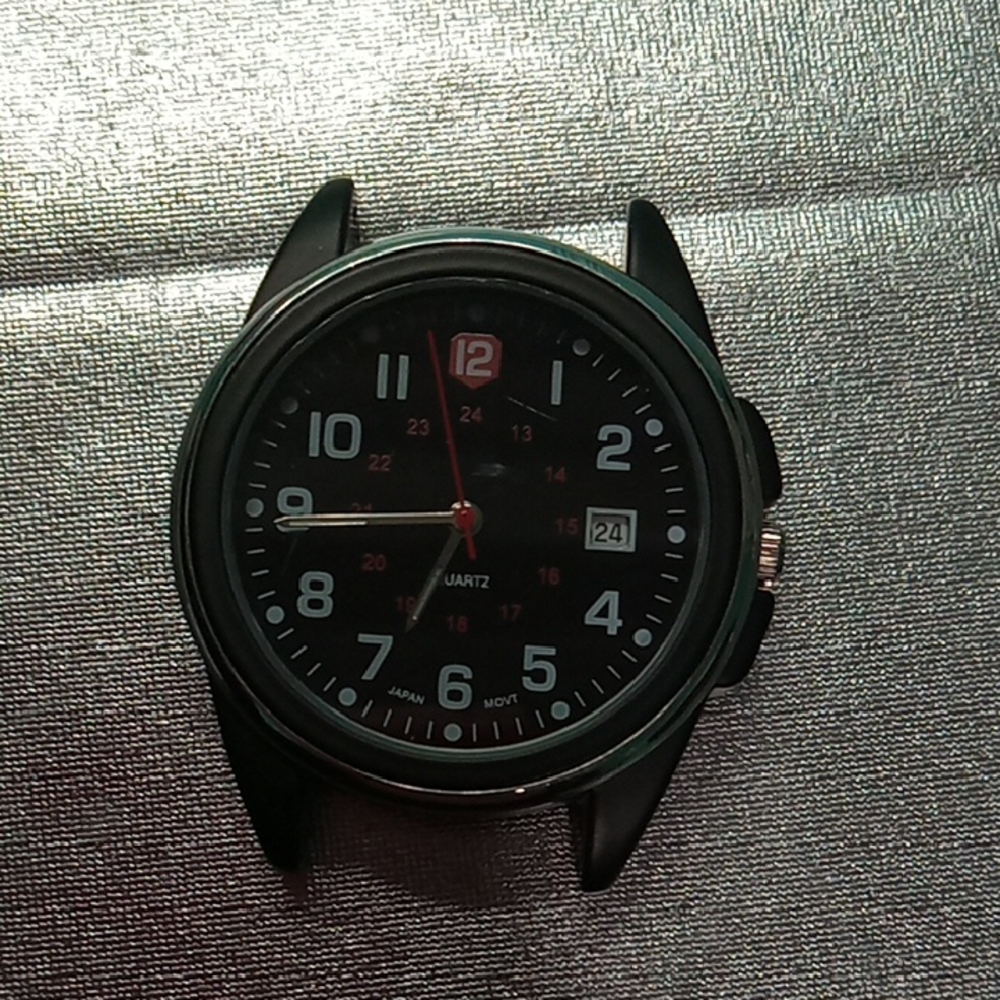 Black Quartz Watch with White Numbers